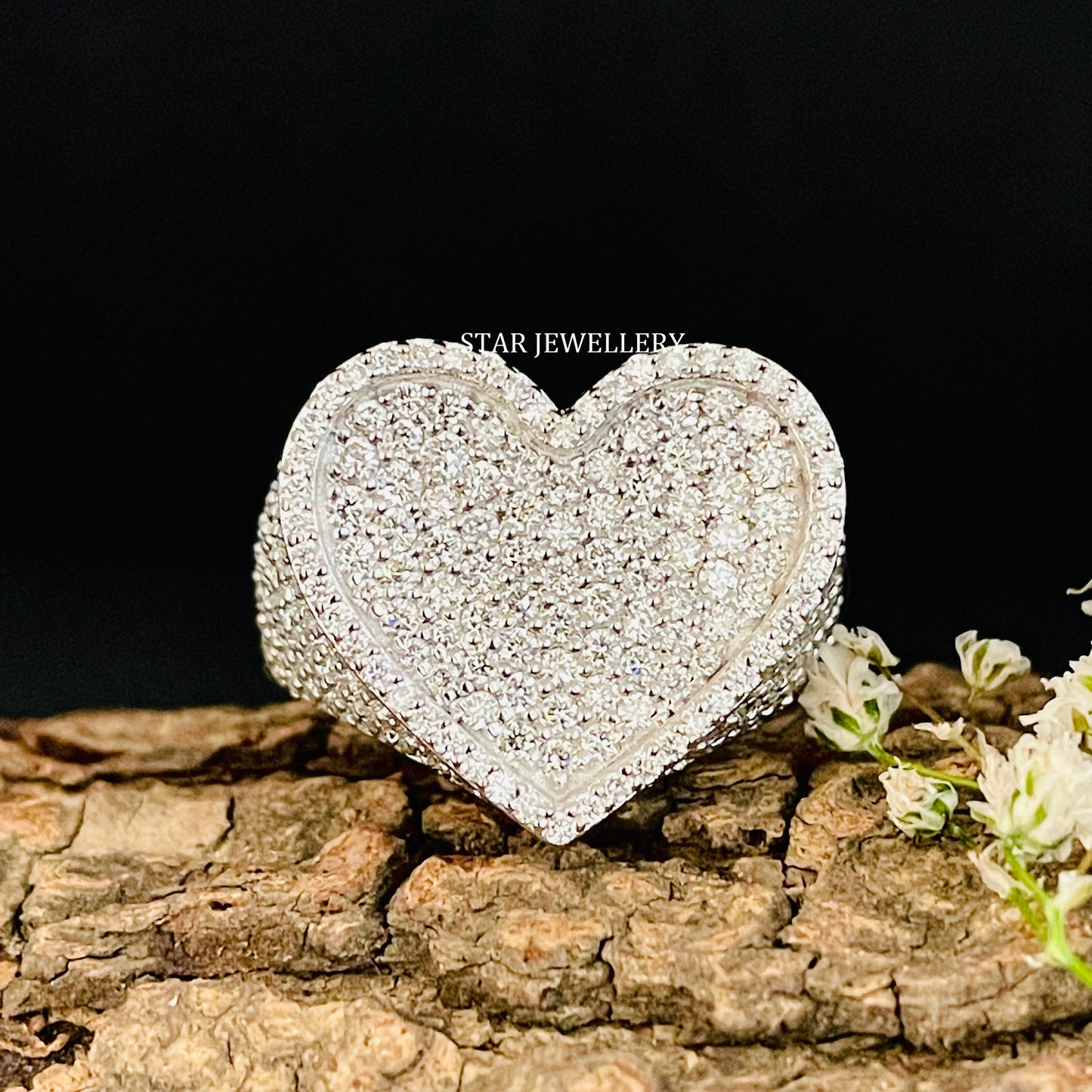 VVS Moissanite Iced out Heart Ring with 925 Sterling Silver