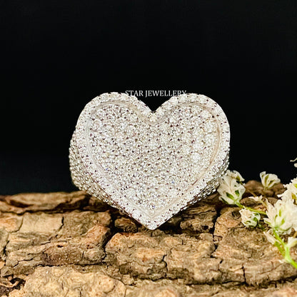 Unisex VVS Moissanite Icedout Heart Ring for her