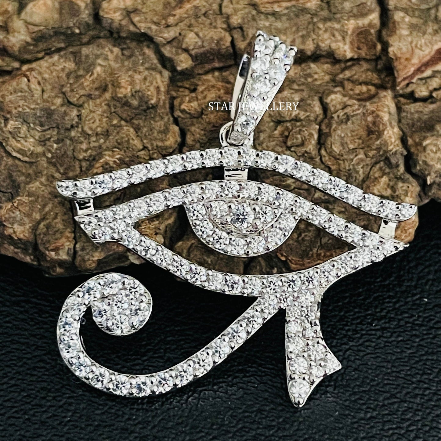 14K Solid Gold Horus Eye Diamond Pendant