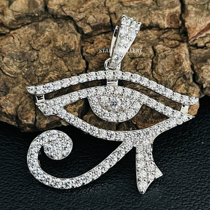 14K Solid Gold Horus Eye Diamond Pendant