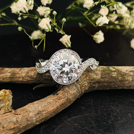 2.00 Ct Brilliant Round Cut CVD Diamond Solitaire Twist Engagement Ring