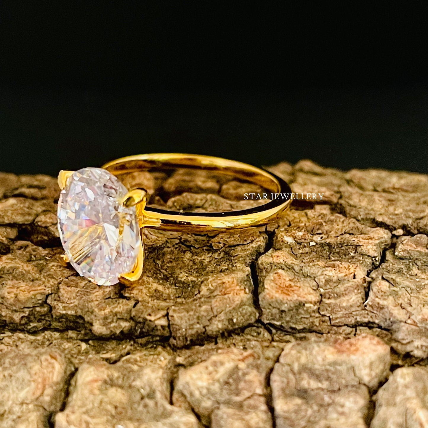 3.0 Ct Oval Solitaire CVD Lab Grown Diamond Engagement Ring