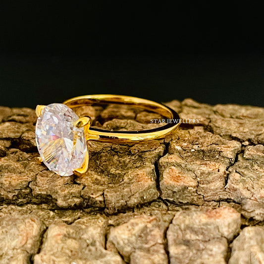 3.0 Ct Oval Solitaire CVD Lab Grown Diamond Engagement Ring