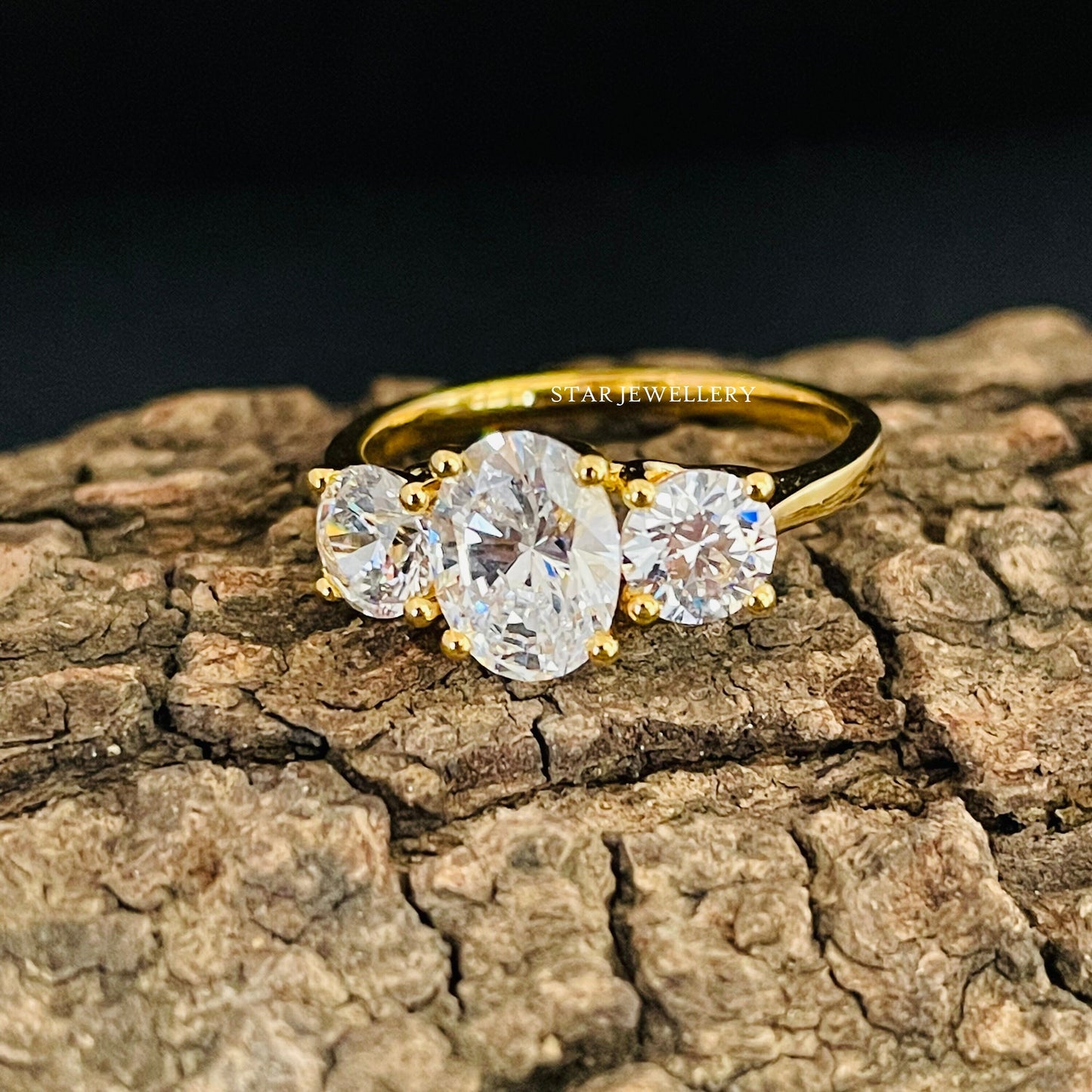 Three Stone Engagement Lab Grown Diamond Ring