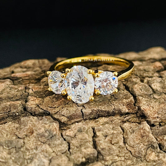 Three Stone Engagement Lab Grown Diamond Ring