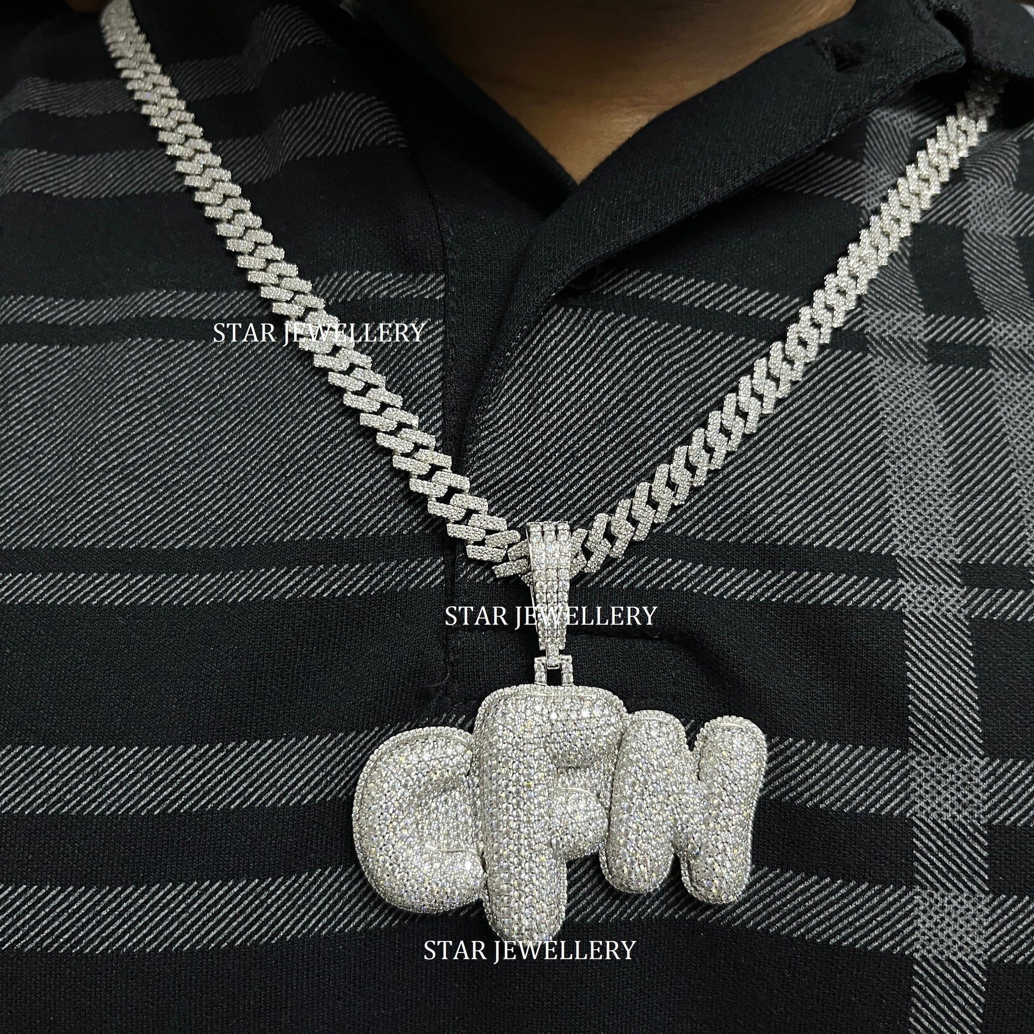 VVS Moissanite Custom Puffed Letter Icedout Pendant