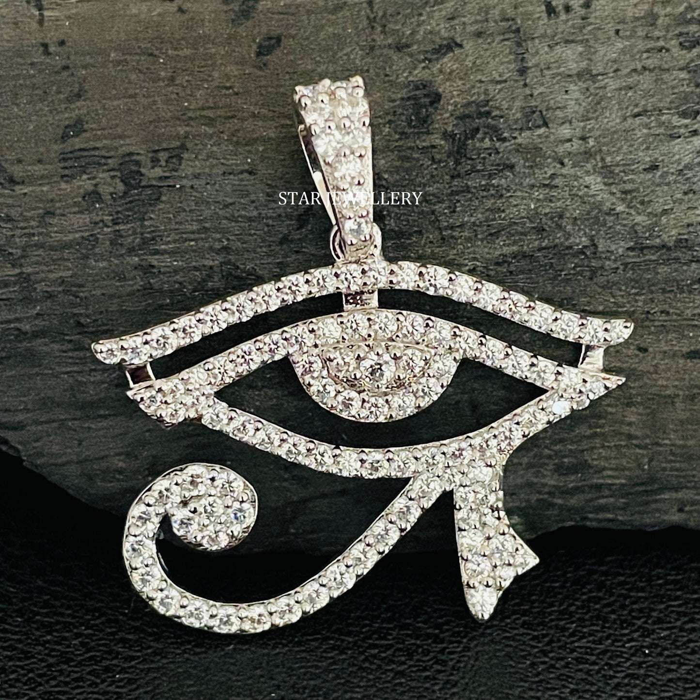 14K Solid Gold Horus Eye Diamond Pendant