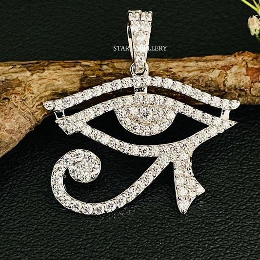 14K Solid Gold Horus Eye Diamond Pendant