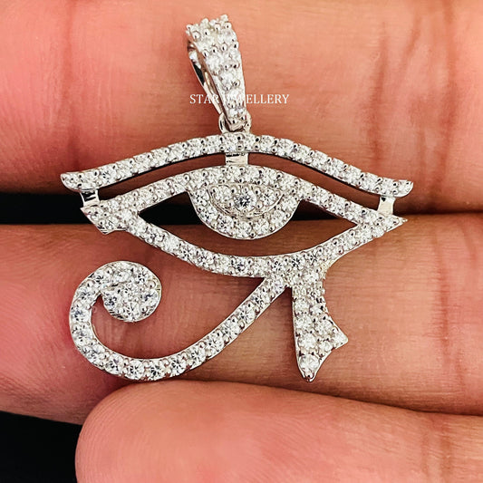 14K Solid Gold Horus Eye Diamond Pendant