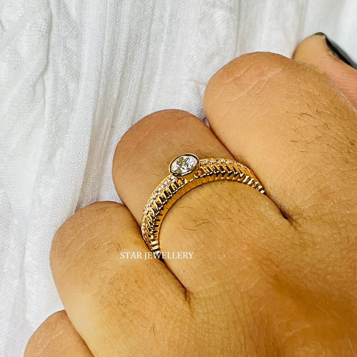 Bezel Set Single Stone Lab Grown Diamond Ring