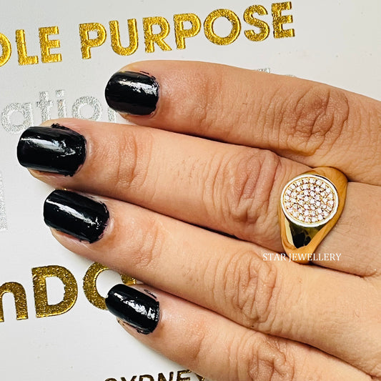 Natural Diamond Signet Ring