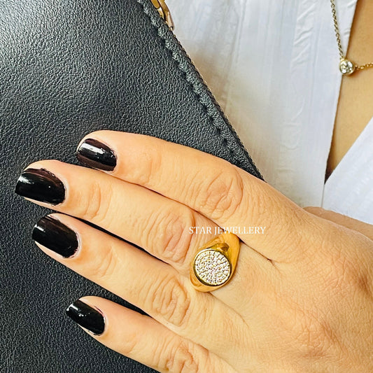Natural Diamond Signet Ring