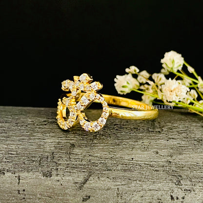 Solid Gold Natural Diamond OM Ring