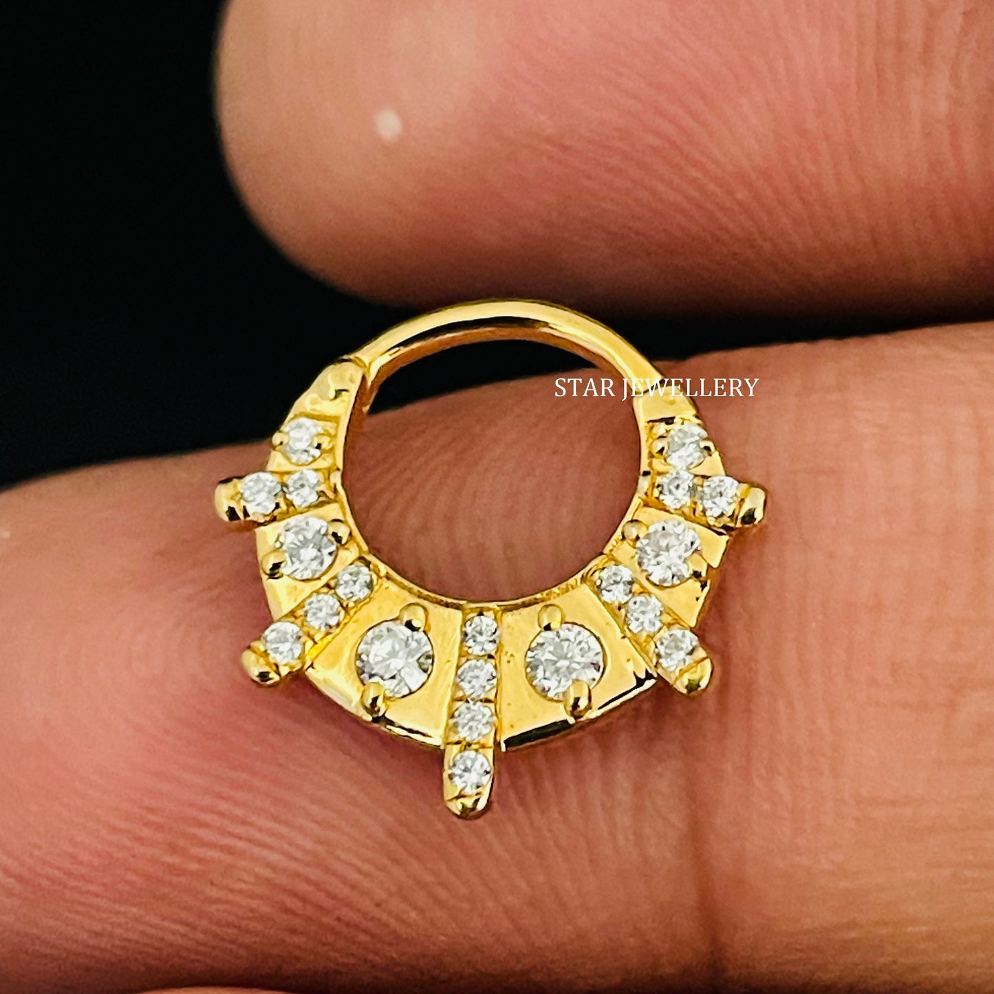 Diamond Septum Nose Ring in 14K Gold