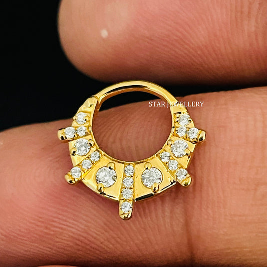 Diamond Septum Nose Ring in 14K Gold