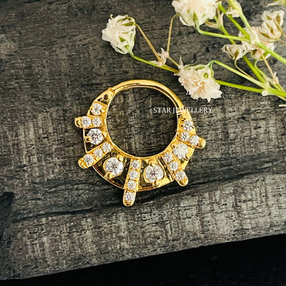 Diamond Septum Nose Ring in 14K Gold