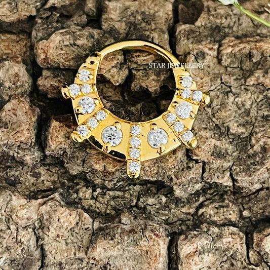 Diamond Septum Nose Ring in 14K Gold