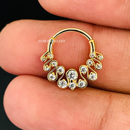 Zig Zag Natural Diamond Septum Nose Ring