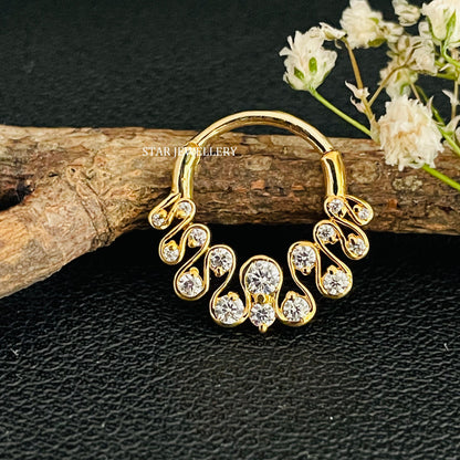 Zig Zag Natural Diamond Septum Nose Ring