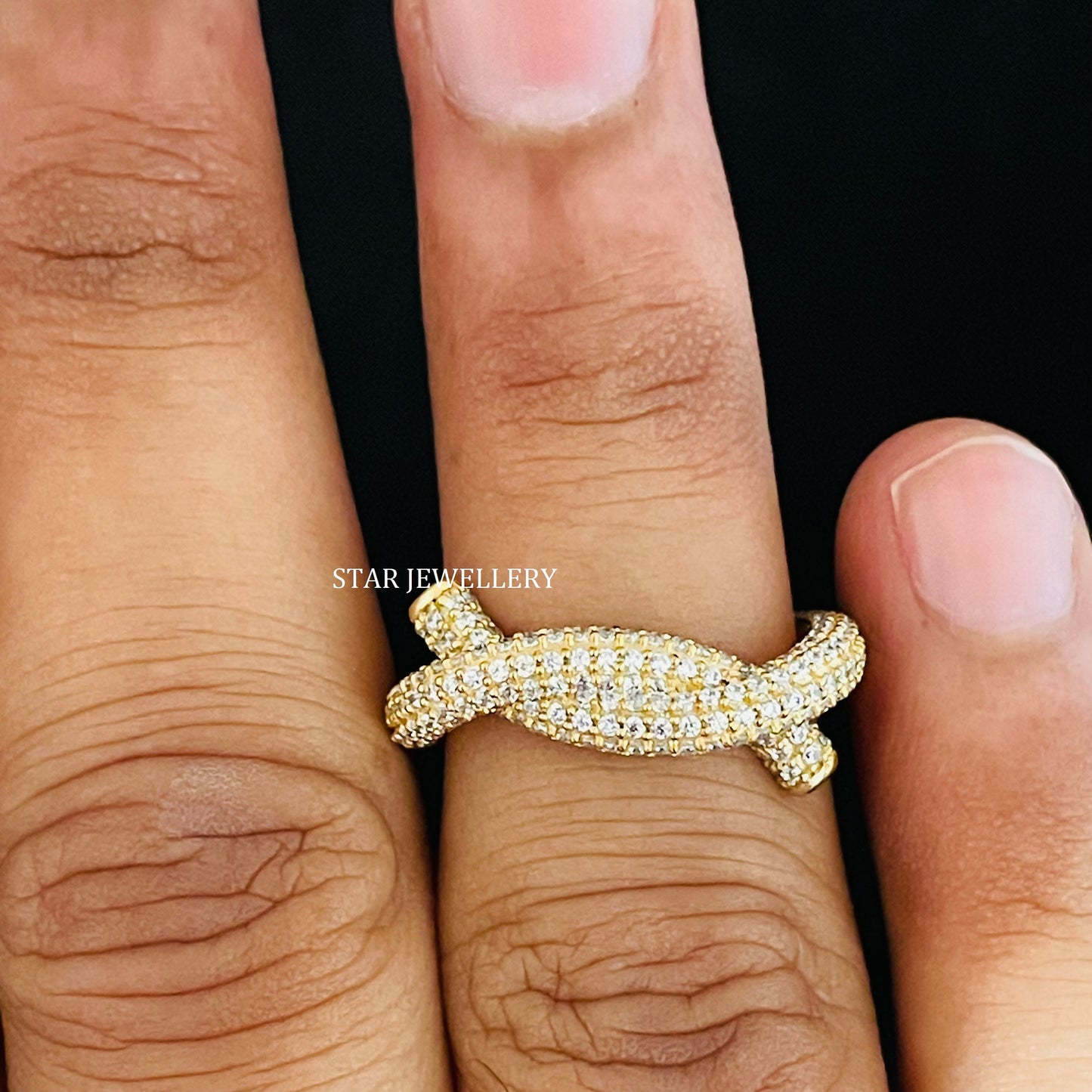 14K Solid Gold Pave Set Twist Diamond Ring