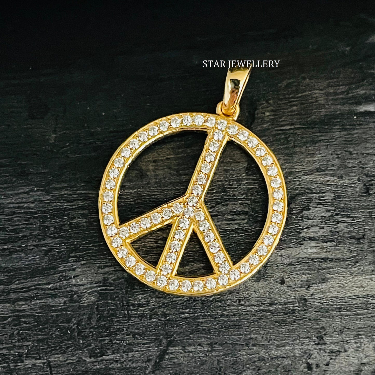 Solid Gold Peace Pendant with Natural Diamonds