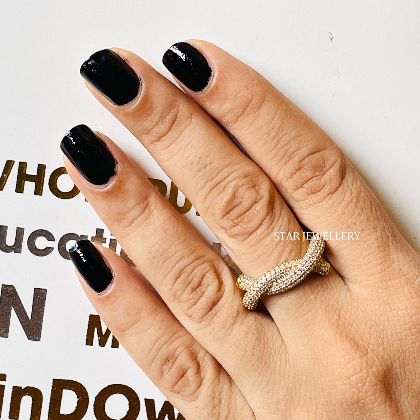 14K Solid Gold Pave Set Twist Diamond Ring
