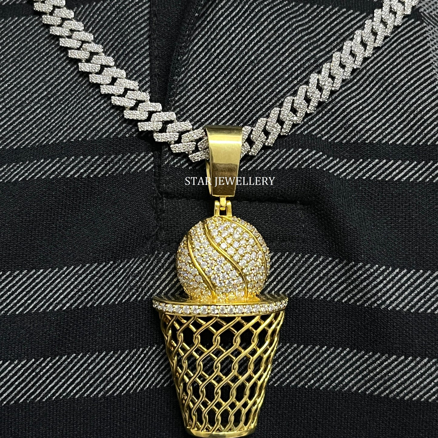 VVS Moissanite Basket Ball Pendant for him