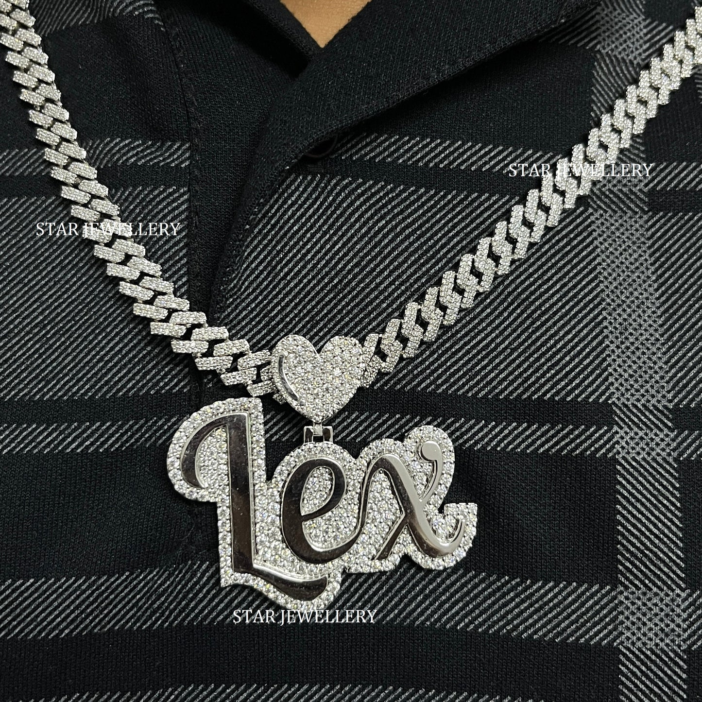 Custom Letter Name VVS Moissanite Icedout Pendant