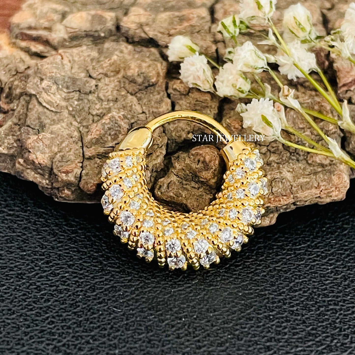 Solid Gold Natural Diamond Bridal Septum Piercing