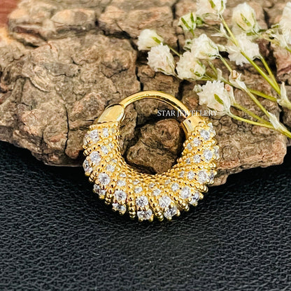 Solid Gold Natural Diamond Bridal Septum Piercing