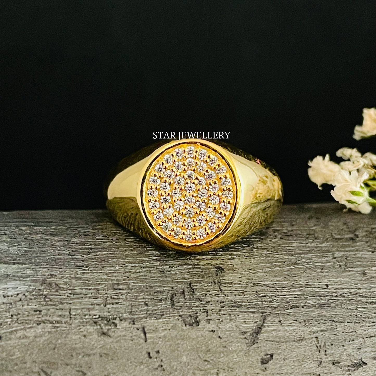 Natural Diamond Signet Ring