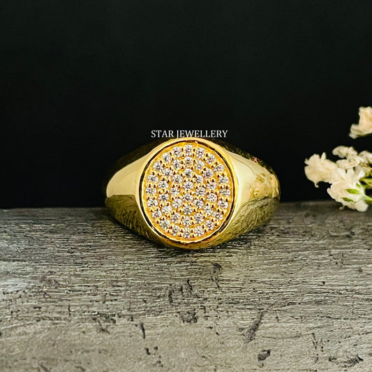 Natural Diamond Signet Ring