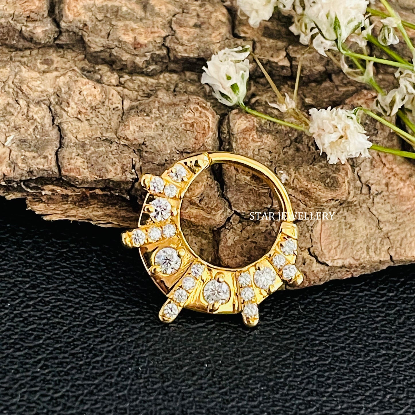 Diamond Septum Nose Ring in 14K Gold