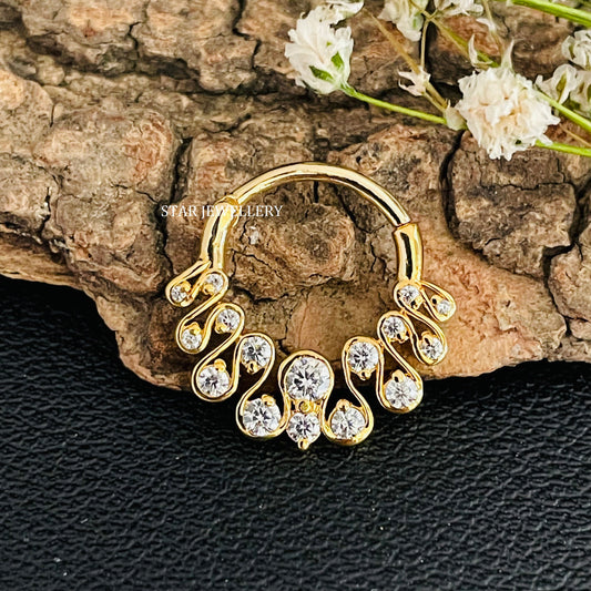 Zig Zag Natural Diamond Septum Nose Ring