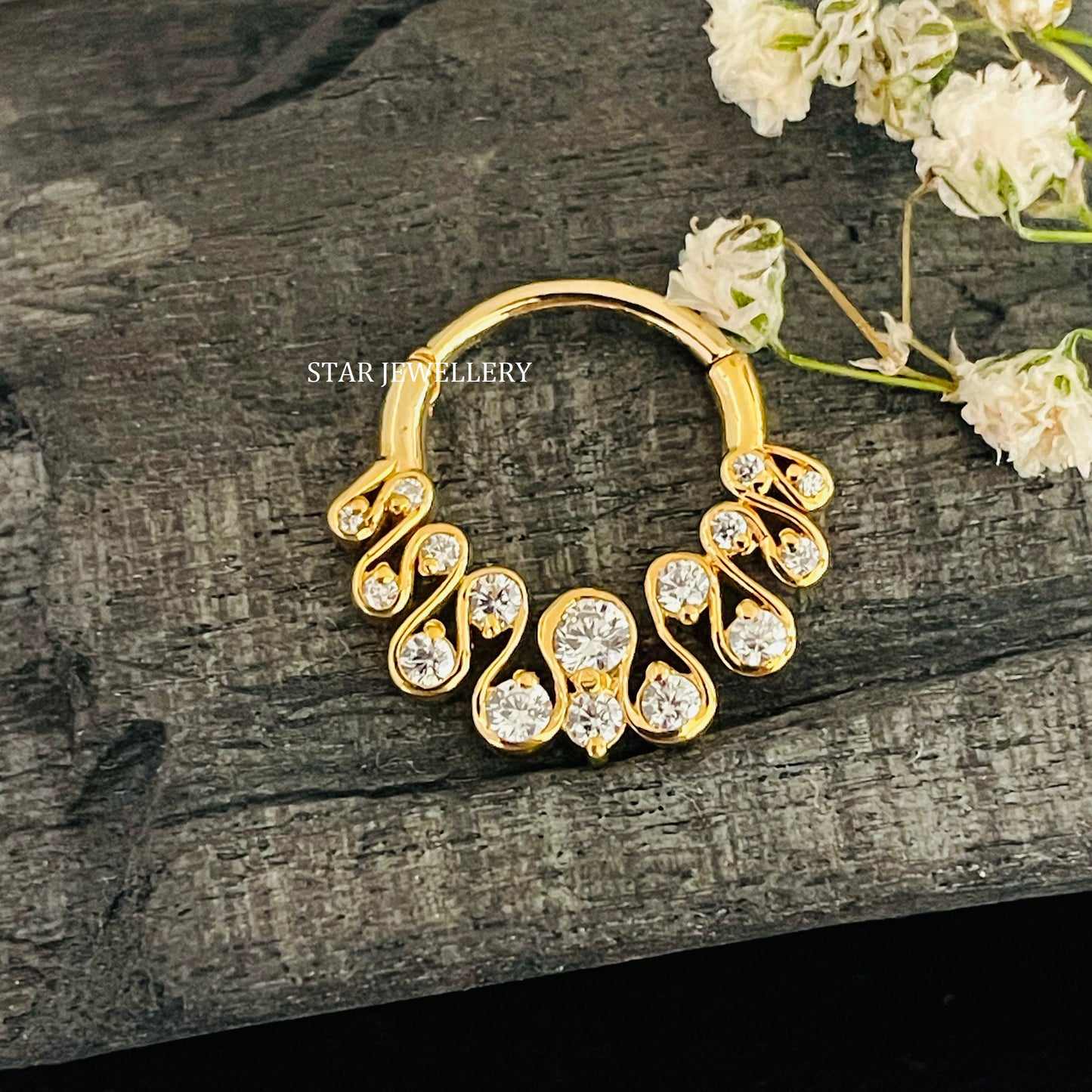 Zig Zag Natural Diamond Septum Nose Ring