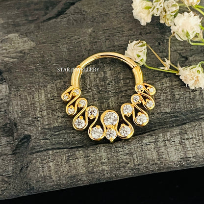 Zig Zag Natural Diamond Septum Nose Ring