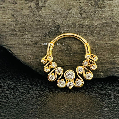 Zig Zag Natural Diamond Septum Nose Ring