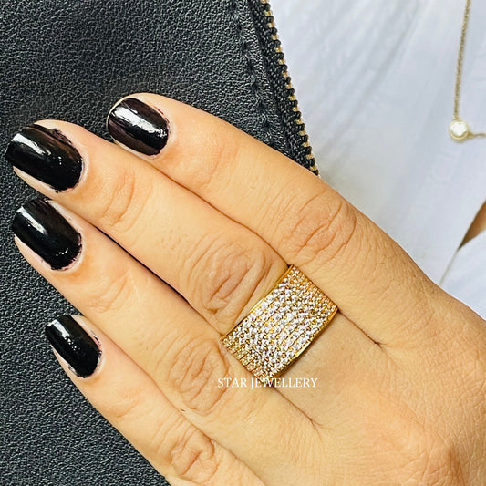 Unisex Natural Diamond Cigar Ring