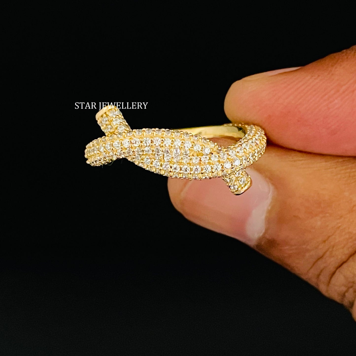 14K Solid Gold Pave Set Twist Diamond Ring
