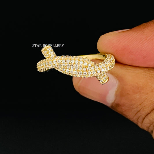 14K Solid Gold Pave Set Twist Diamond Ring