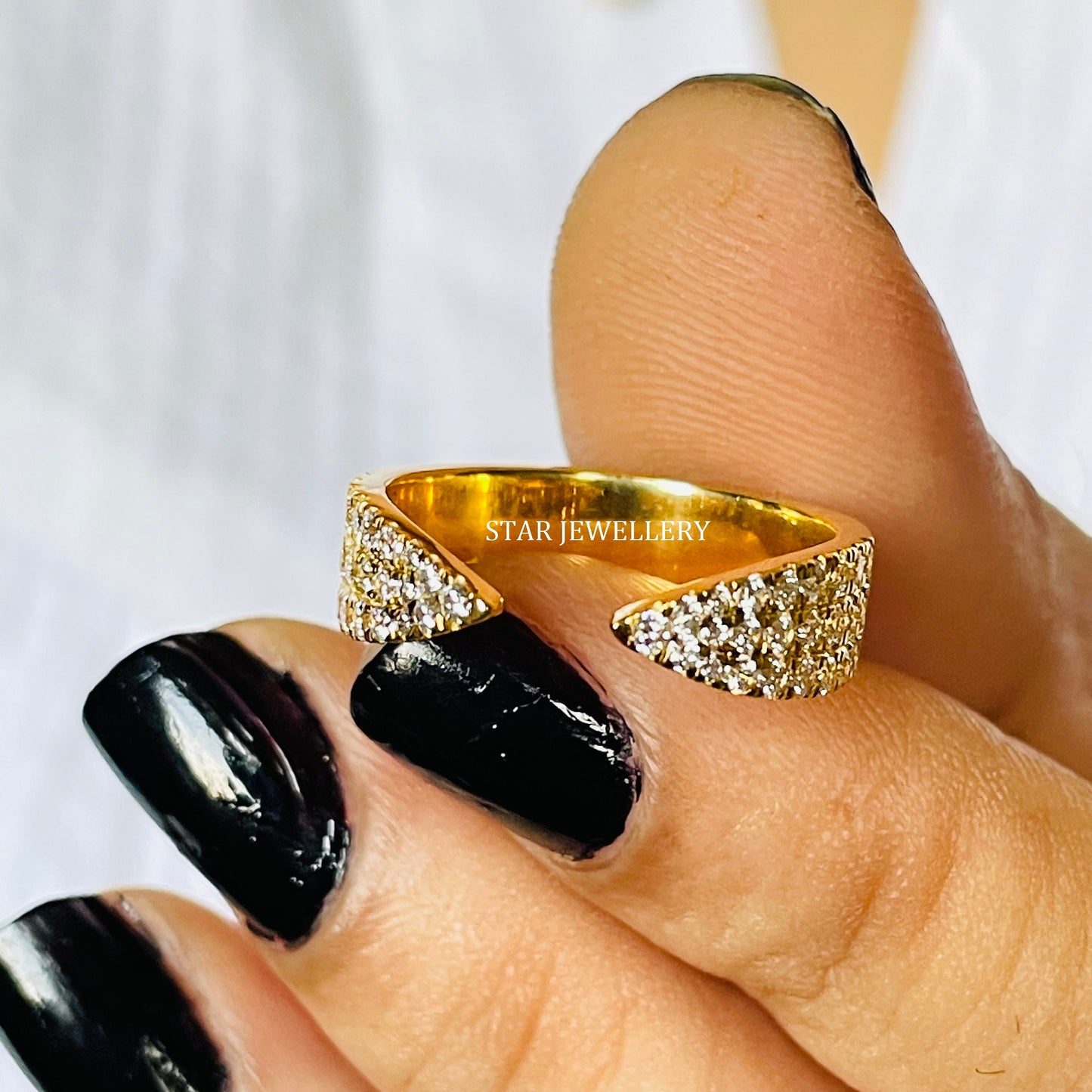 14K Solid Gold Pave Set Natural Diamond Claw Ring