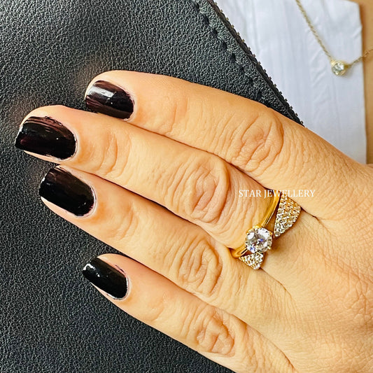 14K Solid Gold Pave Set Natural Diamond Claw Ring