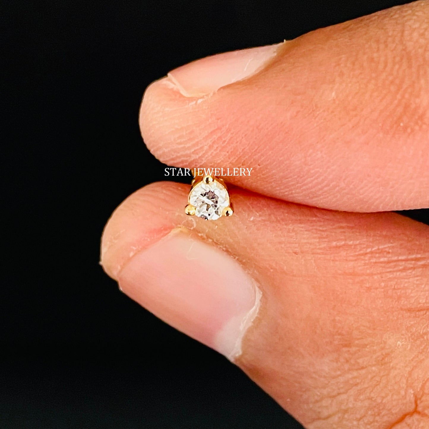 14K Gold Natural Diamond Nose/Ear Stud