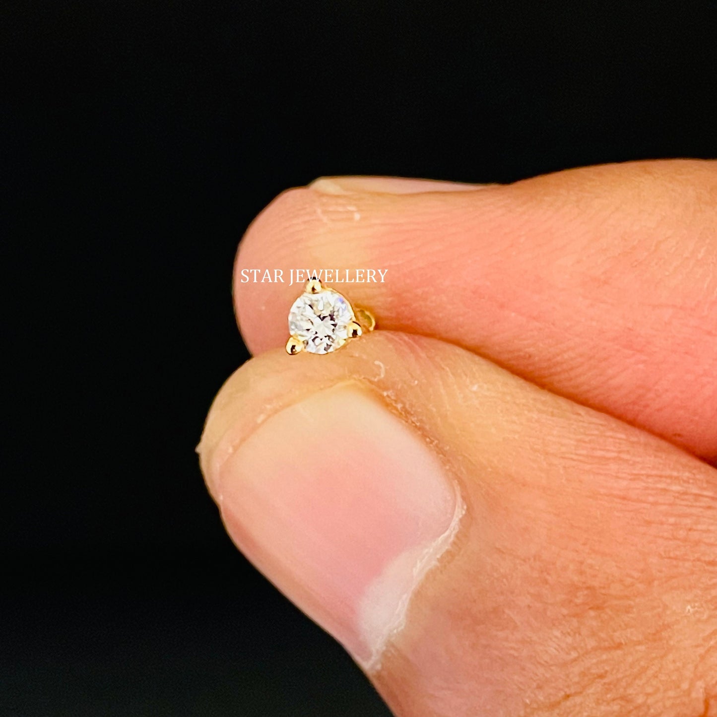 14K Gold Natural Diamond Nose/Ear Stud