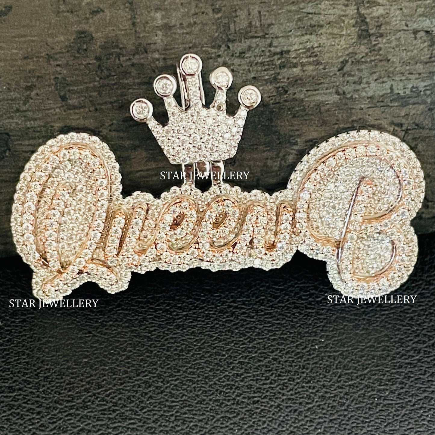 Custom Letter VVS Moissanite Icedout Queen Pendant for her