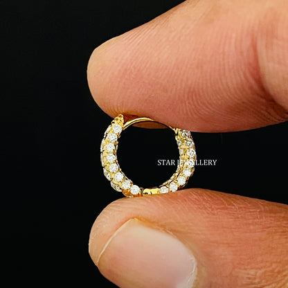 Natural Diamond Three Stone Hoop Earring