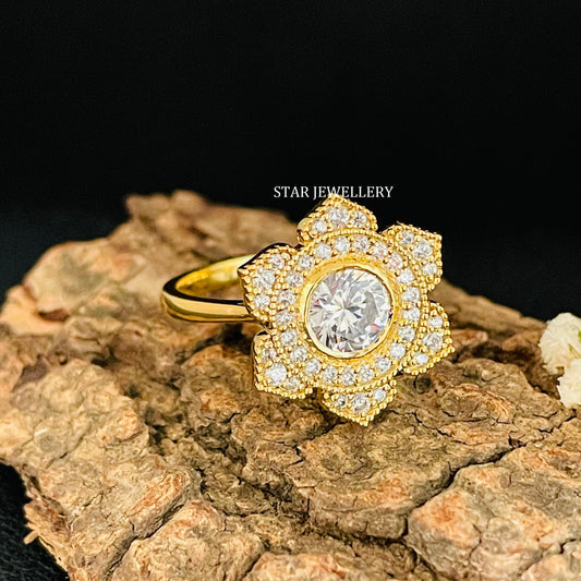 1.00 ct IGI Certified Lab Grown Diamond Vintage Halo Floral Engagement Ring