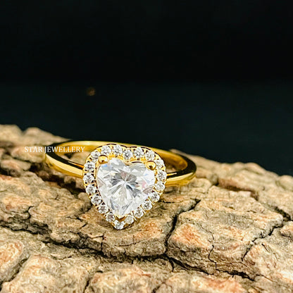 1.00 Ct IGI Certified Heart Cut Lab Grown Diamond Halo Engagement Ring