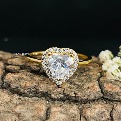 1.00 Ct IGI Certified Heart Cut Lab Grown Diamond Halo Engagement Ring