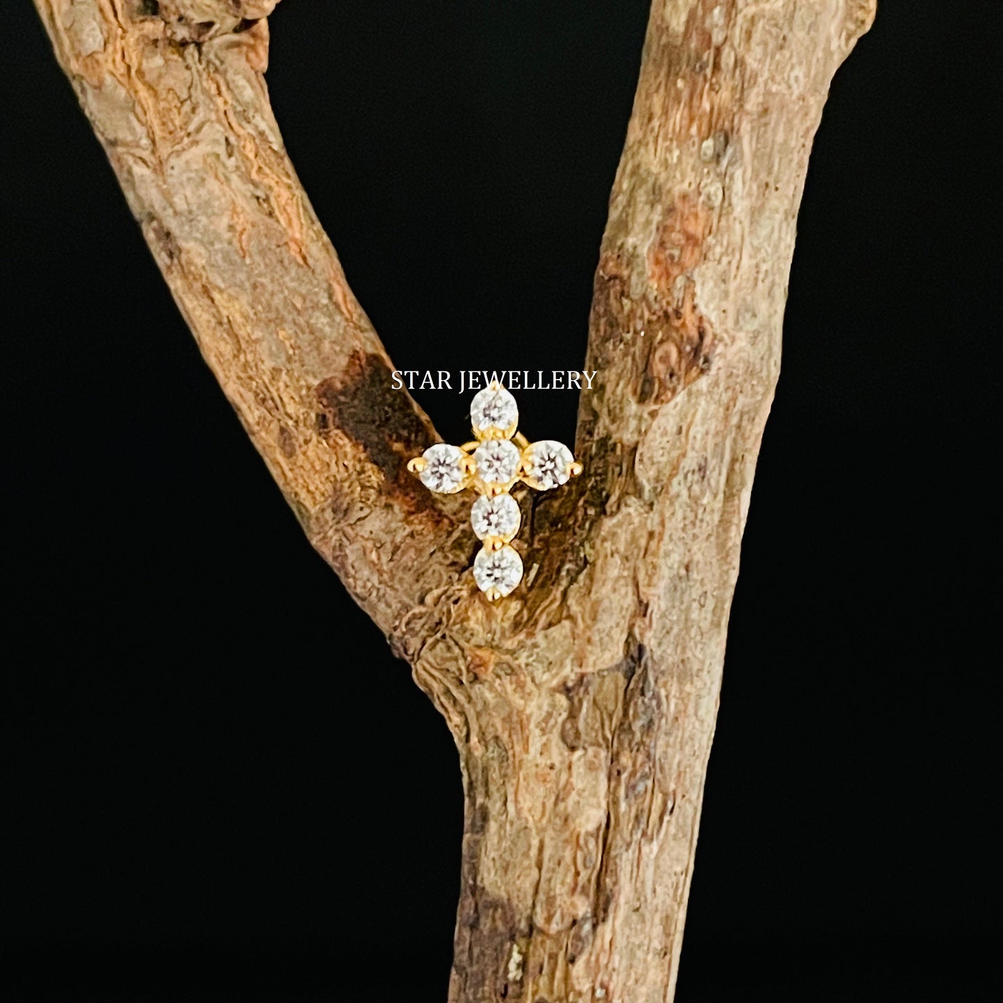 Genuine Diamond Cross Ear Piercing